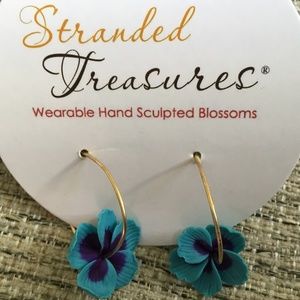 Earrings Blue Hibiscus Hoops